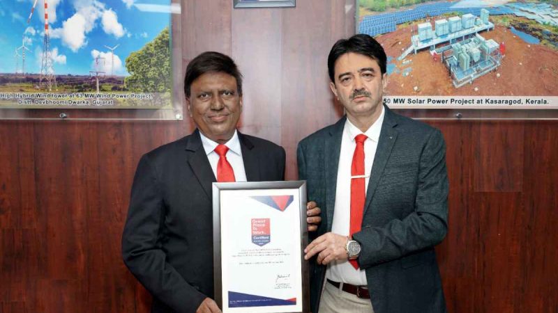 टीएचडीसी इंडिया लिमिटेड को प्रतिष्ठित प्रमाण पत्र ‘ग्रेट प्लेस टू वर्क’ प्रदान किया गया
