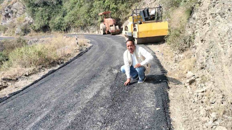 कठूड भासौं मोटर मार्ग के घटिया डामरीकरण पर जिला पंचायत सदस्य ने उठाए सवाल